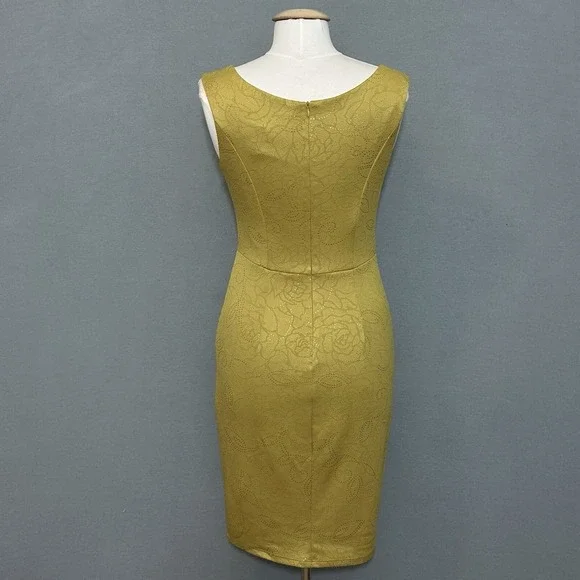 Vintage Y2K Womens Dress M Mustard Yellow Sparkle Fitted Bodycon Retro 90s USA - Picture 5 of 14